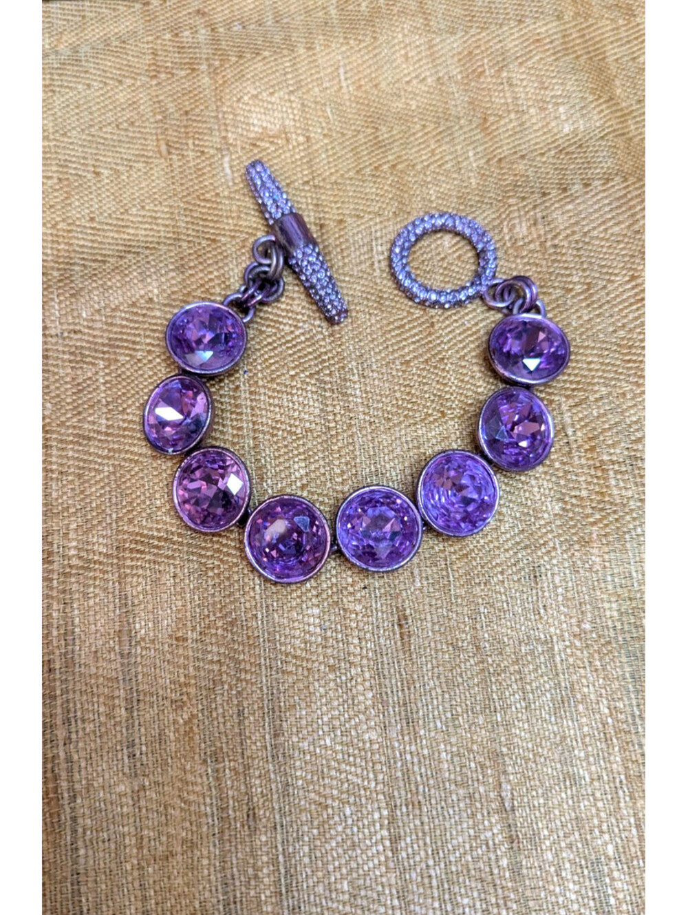 Juicy Couture Bracelet Vintage Purple Crystal Rhinestone Toggle Pavé Y2K Beauty
